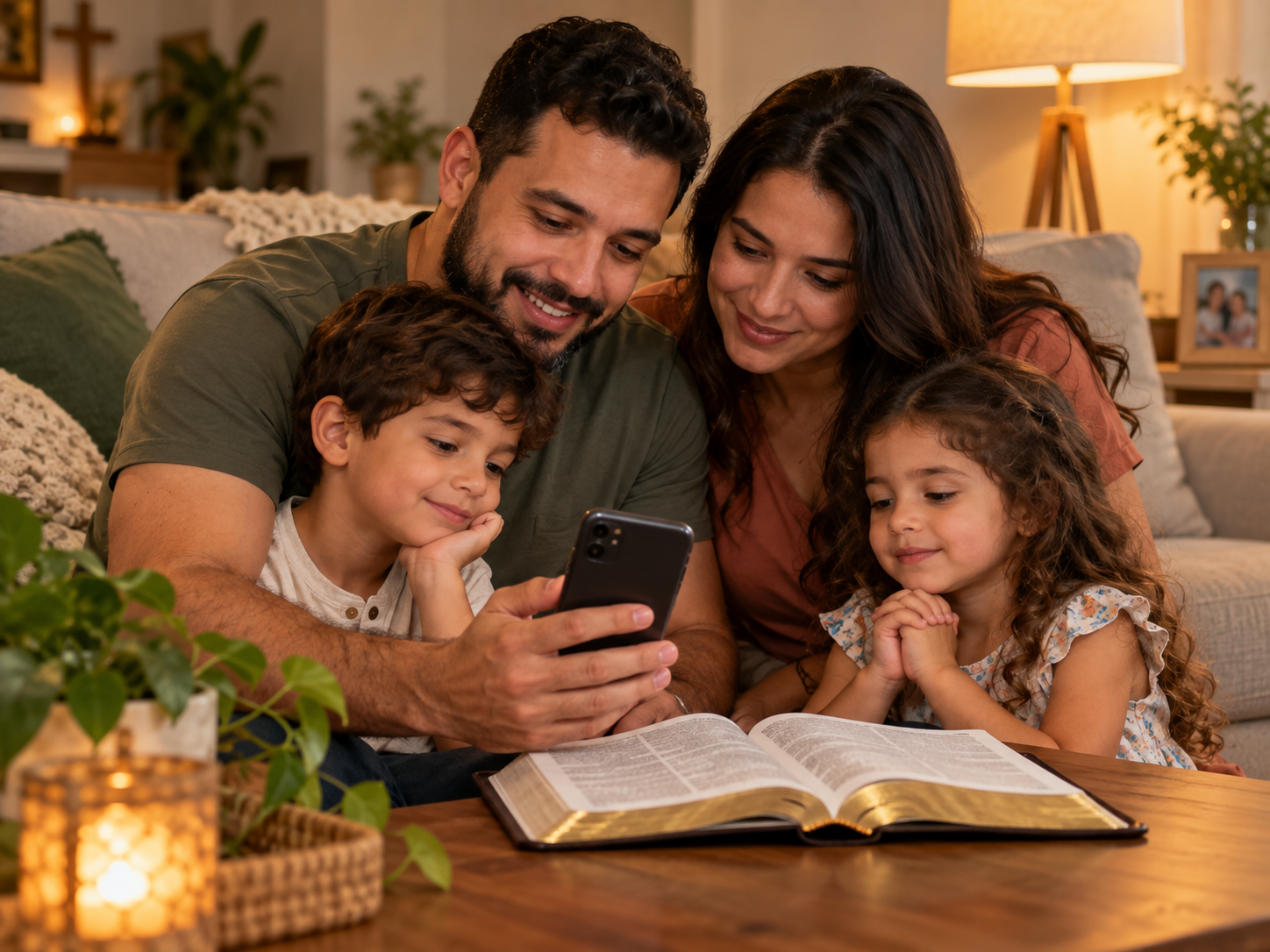 Família vivendo o culto familiar