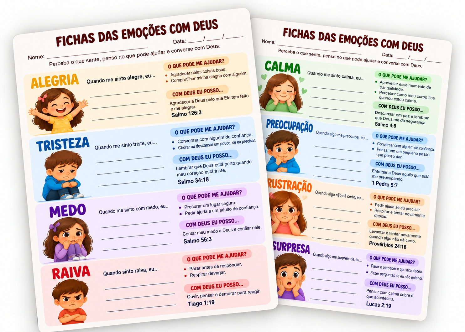 Fichas das Emoções com Deus
